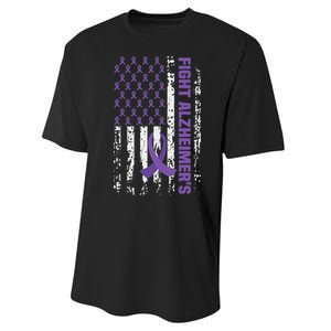 End AlzheimerS Purple Ribbon Alzheimers Awareness Performance Sprint T-Shirt