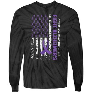 End AlzheimerS Purple Ribbon Alzheimers Awareness Tie-Dye Long Sleeve Shirt