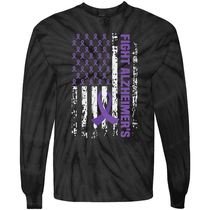 End AlzheimerS Purple Ribbon Alzheimers Awareness Tie-Dye Long Sleeve Shirt