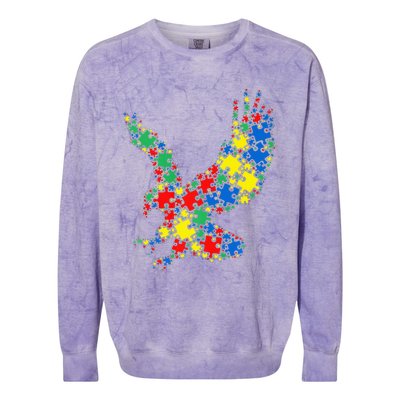 Eagle Autism Puzzle for Autism Awareness Colorblast Crewneck Sweatshirt