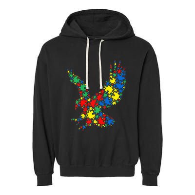 Eagle Autism Puzzle for Autism Awareness Garment-Dyed Fleece Hoodie