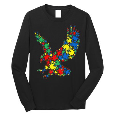 Eagle Autism Puzzle for Autism Awareness Long Sleeve Shirt