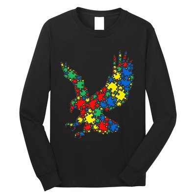 Eagle Autism Puzzle for Autism Awareness Long Sleeve Shirt