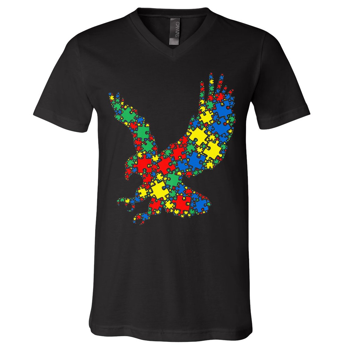 Eagle Autism Puzzle for Autism Awareness V-Neck T-Shirt