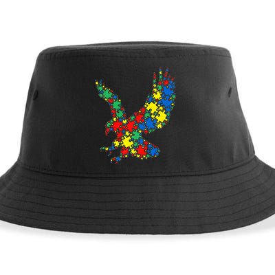 Eagle Autism Puzzle for Autism Awareness Sustainable Bucket Hat