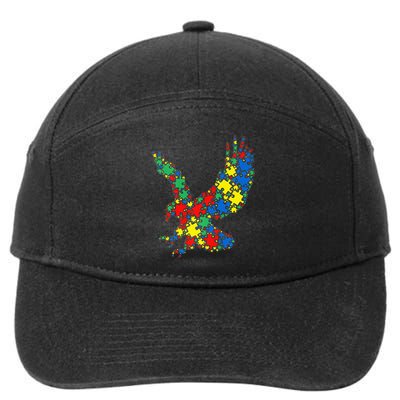 Eagle Autism Puzzle for Autism Awareness 7-Panel Snapback Hat