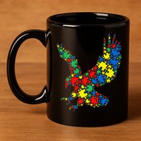 Eagle Autism Puzzle for Autism Awareness 11oz C Handle Ceramic Mug