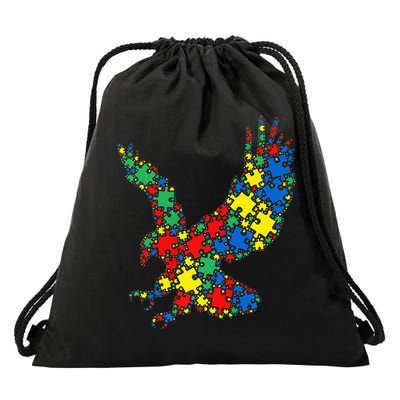 Eagle Autism Puzzle for Autism Awareness Drawstring Bag