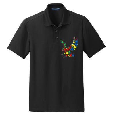 Eagle Autism Puzzle for Autism Awareness Dry Zone Grid Polo