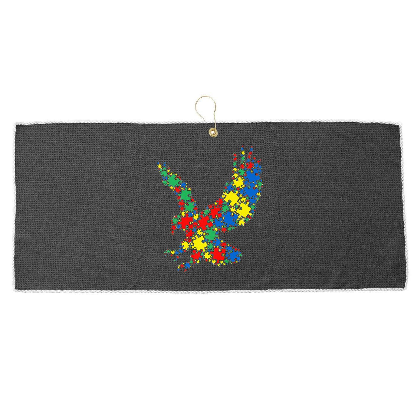 Eagle Autism Puzzle for Autism Awareness Large Microfiber Waffle Golf Towel