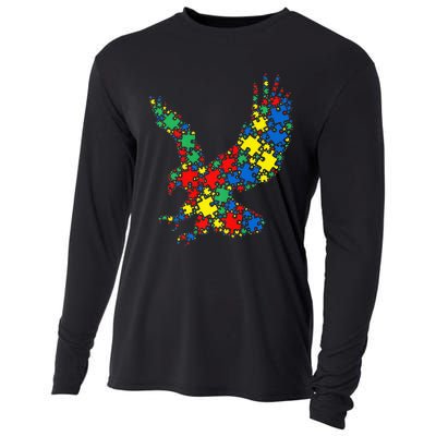 Eagle Autism Puzzle for Autism Awareness Cooling Performance Long Sleeve Crew