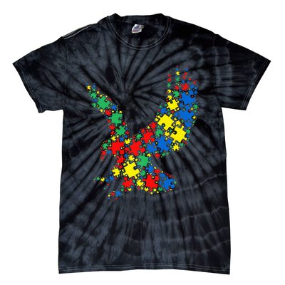 Eagle Autism Puzzle for Autism Awareness Tie-Dye T-Shirt