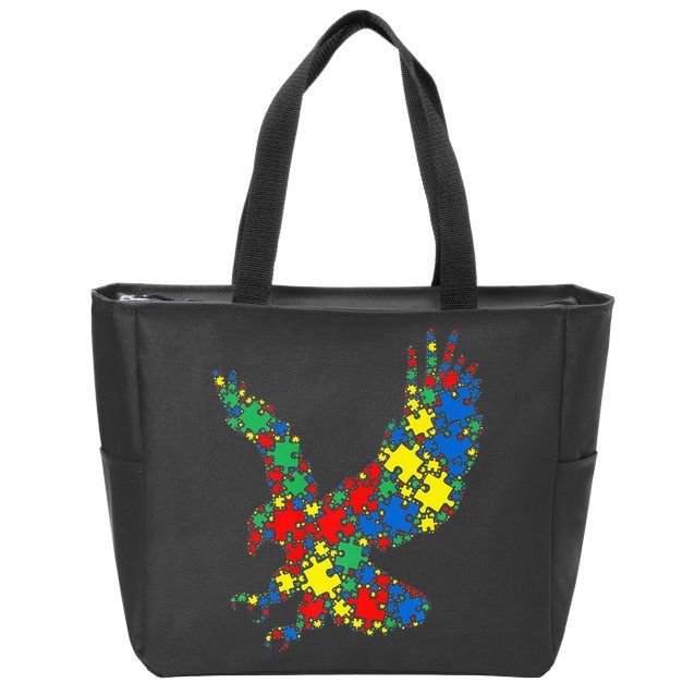 Eagle Autism Puzzle for Autism Awareness Zip Tote Bag
