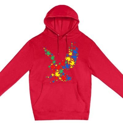 Eagle Autism Puzzle for Autism Awareness Premium Pullover Hoodie