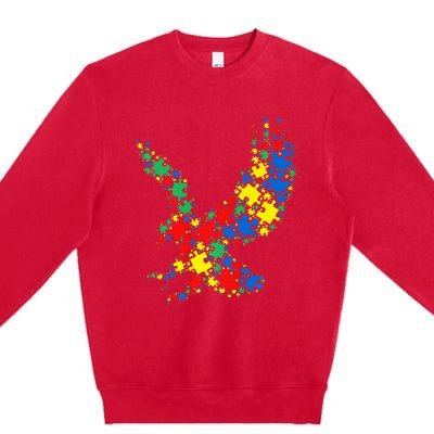 Eagle Autism Puzzle for Autism Awareness Premium Crewneck Sweatshirt