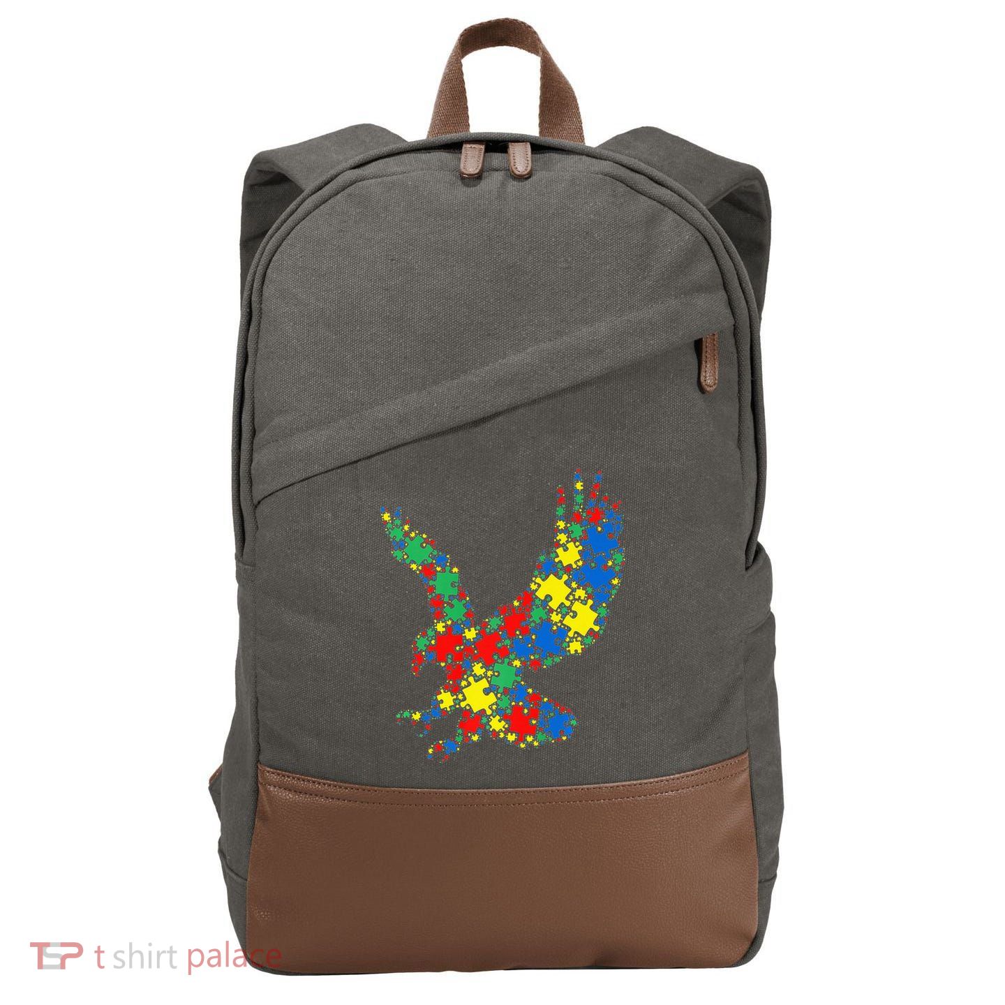 Eagle Autism Puzzle for Autism Awareness Cotton Canvas Backpack