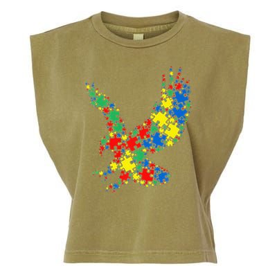 Eagle Autism Puzzle for Autism Awareness Garment-Dyed Women's Muscle Tee