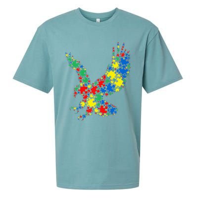 Eagle Autism Puzzle for Autism Awareness Sueded Cloud Jersey T-Shirt