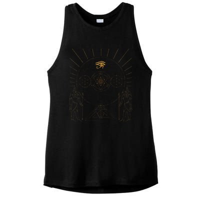 Egyptology Anubis Pyramids Symbol Kemetic Egyptian Ladies PosiCharge Tri-Blend Wicking Tank