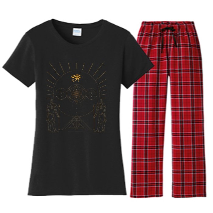 Egyptology Anubis Pyramids Symbol Kemetic Egyptian Women's Flannel Pajama Set