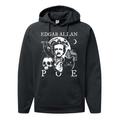 Edgar Allan Poe Poems Quotes Raven Literature Performance Fleece Hoodie