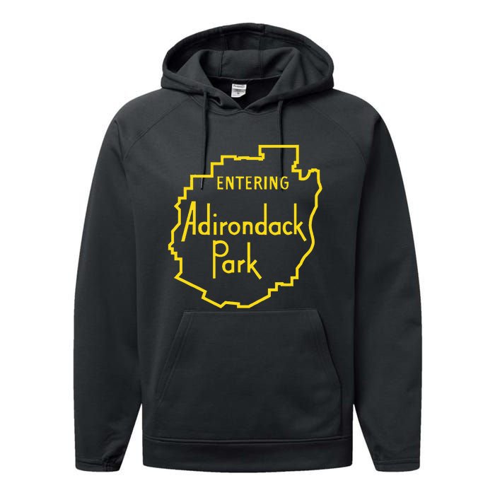 Entering Adirondack Park Sign Performance Fleece Hoodie