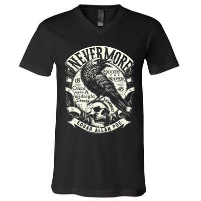 Edgar Allan Poe Quoth The Raven V-Neck T-Shirt