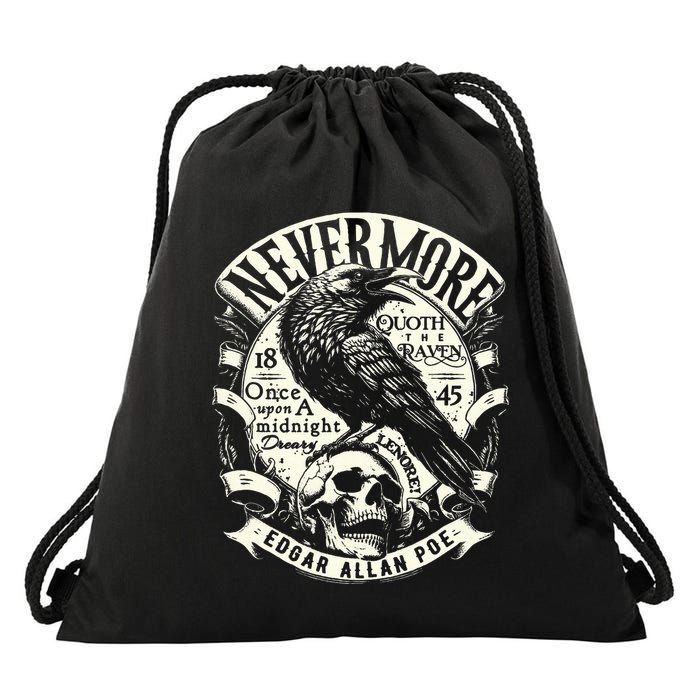 Edgar Allan Poe Quoth The Raven Drawstring Bag