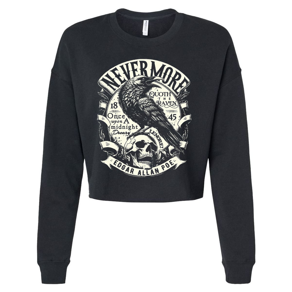 Edgar Allan Poe Quoth The Raven Cropped Pullover Crew