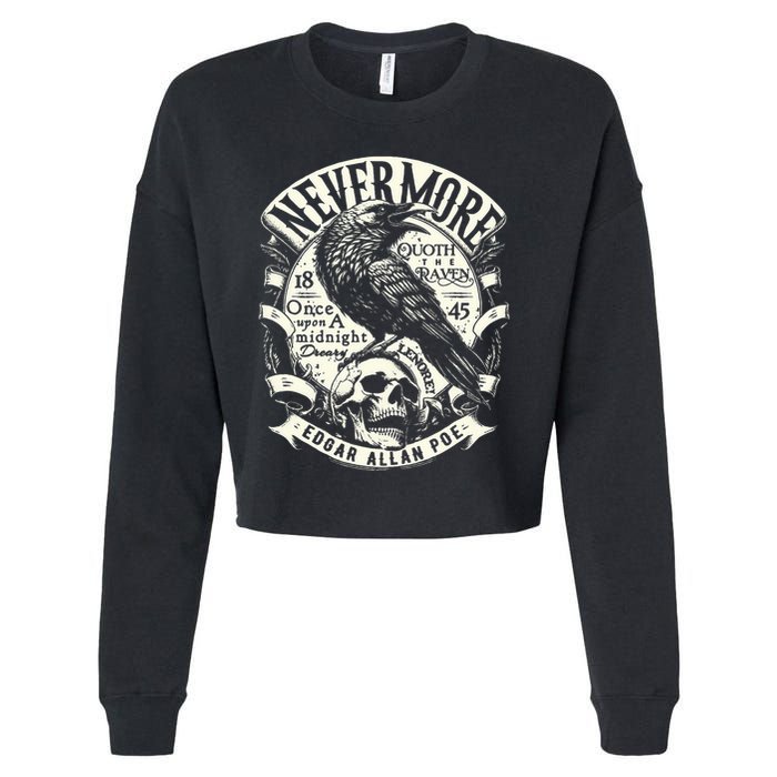 Edgar Allan Poe Quoth The Raven Cropped Pullover Crew
