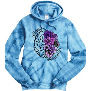 Epilepsy Awareness Purple Brain Flower Tie Dye Hoodie