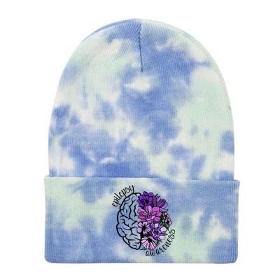 Epilepsy Awareness Purple Brain Flower Tie Dye 12in Knit Beanie