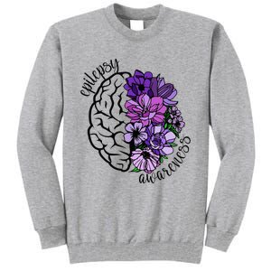 Epilepsy Awareness Purple Brain Flower Tall Sweatshirt