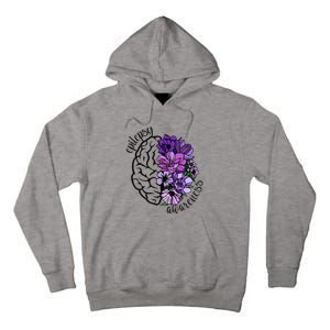 Epilepsy Awareness Purple Brain Flower Tall Hoodie