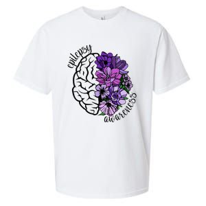 Epilepsy Awareness Purple Brain Flower Sueded Cloud Jersey T-Shirt