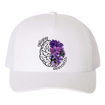 Epilepsy Awareness Purple Brain Flower Yupoong Adult 5-Panel Trucker Hat