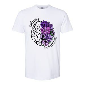 Epilepsy Awareness Purple Brain Flower Softstyle CVC T-Shirt