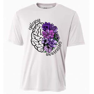 Epilepsy Awareness Purple Brain Flower Cooling Performance Crew T-Shirt