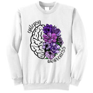 Epilepsy Awareness Purple Brain Flower Sweatshirt