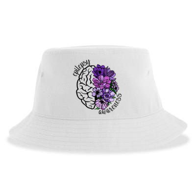 Epilepsy Awareness Purple Brain Flower Sustainable Bucket Hat