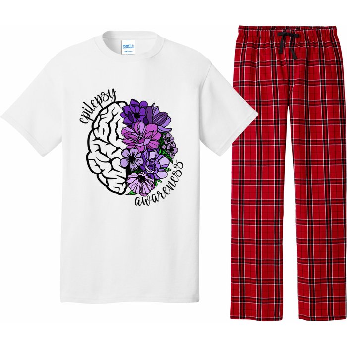 Epilepsy Awareness Purple Brain Flower Pajama Set