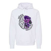 Epilepsy Awareness Purple Brain Flower Premium Hoodie