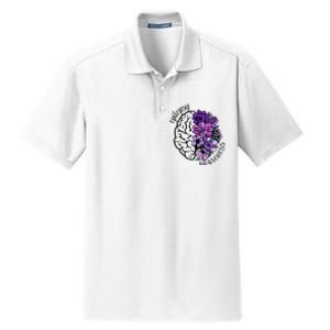 Epilepsy Awareness Purple Brain Flower Dry Zone Grid Polo