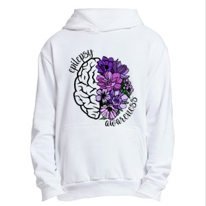 Epilepsy Awareness Purple Brain Flower Urban Pullover Hoodie