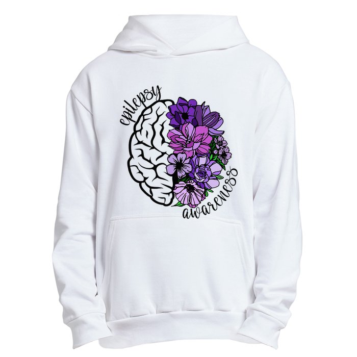 Epilepsy Awareness Purple Brain Flower Urban Pullover Hoodie