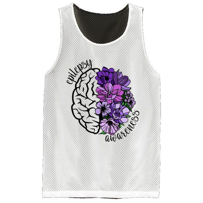 Epilepsy Awareness Purple Brain Flower Mesh Reversible Basketball Jersey Tank