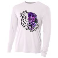 Epilepsy Awareness Purple Brain Flower Cooling Performance Long Sleeve Crew