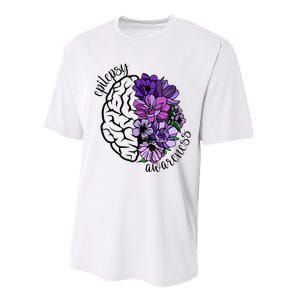 Epilepsy Awareness Purple Brain Flower Performance Sprint T-Shirt