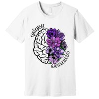 Epilepsy Awareness Purple Brain Flower Premium T-Shirt