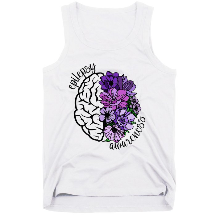 Epilepsy Awareness Purple Brain Flower Tank Top